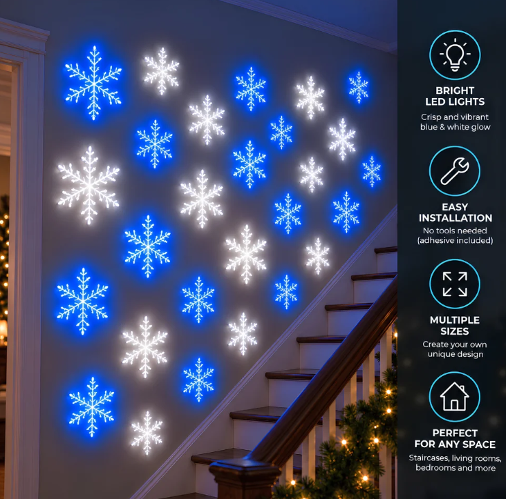 HomeSnow LED Snowflake Wall Set